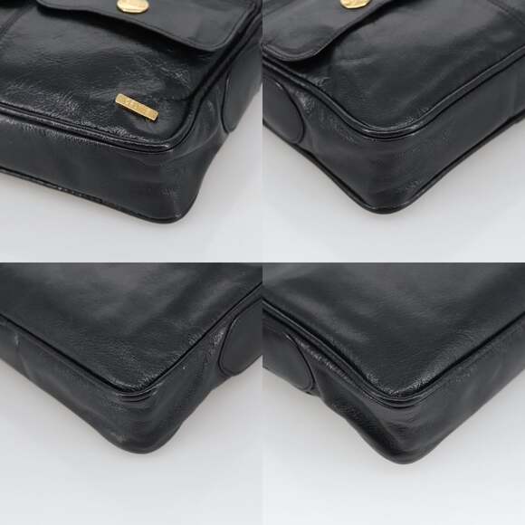 CELINE Shoulder Bag Leather Black Gold - Picture 10 of 13